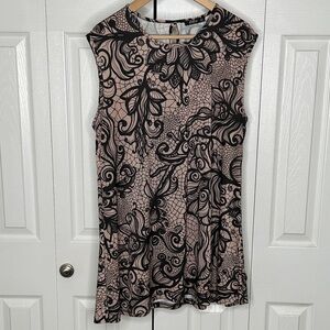 Lily Neutral Abstract Patterned Sleeveless Tunic Top Women's XL P2P 23" & 29" L
